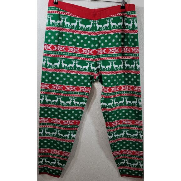 United States Sweater Green Red Reindeer Print Christmas Legging 1X Stretch Soft - Picture 1 of 5